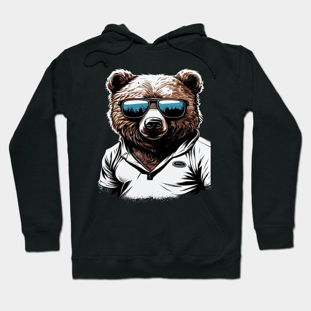 Bear Wearing Sunglasses Hoodie by AI INKER